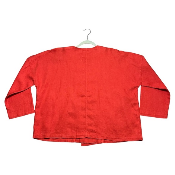 Eileen Fisher Heavy Organic Linen Open Cardigan Jacket in Geranium Orange Sz XL - Picture 2 of 10